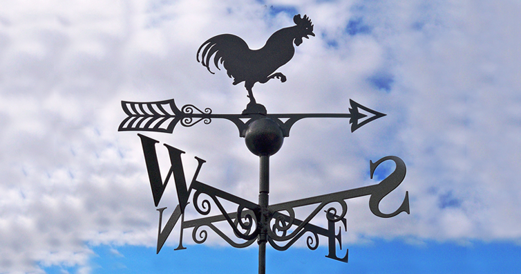 Weather vane on top of tower of St. John's church, Scandrett