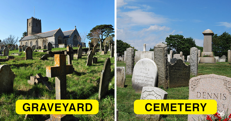 difference between graveyard and cemetery